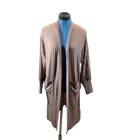 NWT Status by Chenault Ribbed Duster Cardigan Women Camel Size Small Casualwear - Picture 1 of 10
